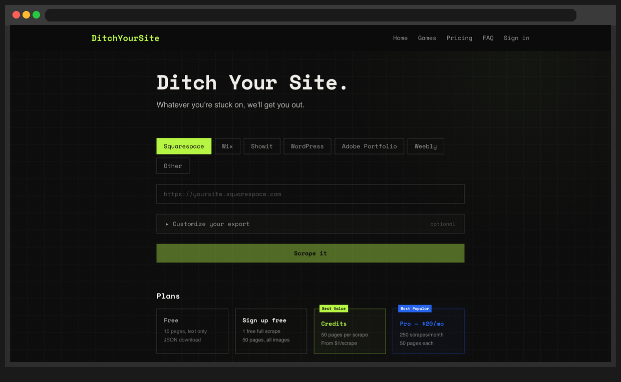 Other: DitchYourSite